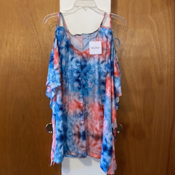 💙NWT Lulla Collection Tie Dye Cover Up Dress w/Gold Beads - Picture 4 of 7